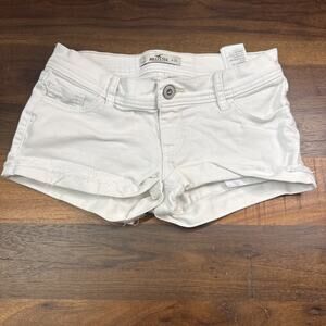 Hollister Y2K Sz 0 Micro Mini Booty Shorts Low Rise Denim Distressed White